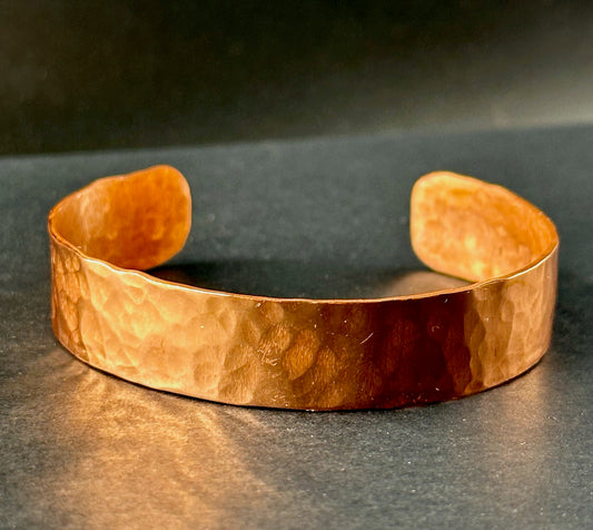 1/2 Inch Copper Cuff Bracelet - Hammered