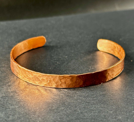 1/4 Inch Copper Cuff Bracelet - Hammered